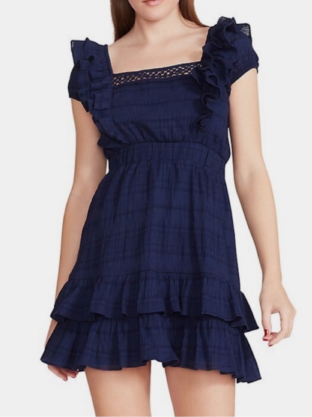 Betsey Johnson Navy Ruffled Tiered Mini Dress